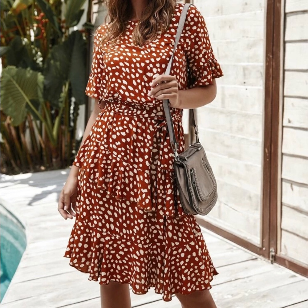 Burnt Orange Patterned Dress